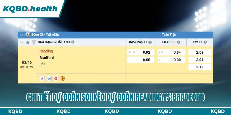 Tổng hợp đầy đủ dự đoán Reading vs Bradford